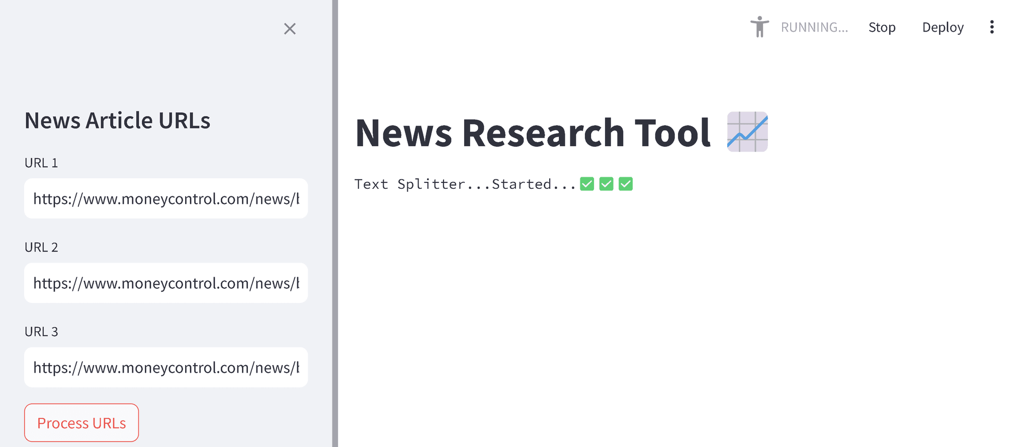 An image of the Custom Article Q&A tool project.